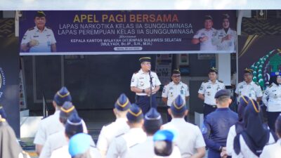 Pasca Insiden Penyerangan, Kakanwil Ditjenpas Sulsel Laksanakan Apel Bersama LPN Kelas IIA Sungguminasa dan LPP Kelas IIA Sungguminasa Tekankan Integritas, Disiplin, dan Kekompakan Pegawai