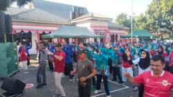 Babinsa Hadiri Jalan Santai dan Senam Bersama di Kecamatan Barombong Untuk Memeriahkan HUT RI ke-81