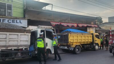 Satlantas Gowa Tindaki Dump Truk Material Demi Keselamatan
