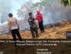 Kebakaran Lahan Seluas 1,5 Hektar di Desa Manimbahoi, Aparat Bersama Warga Berhasil Padamkan Sebelum Meluas
